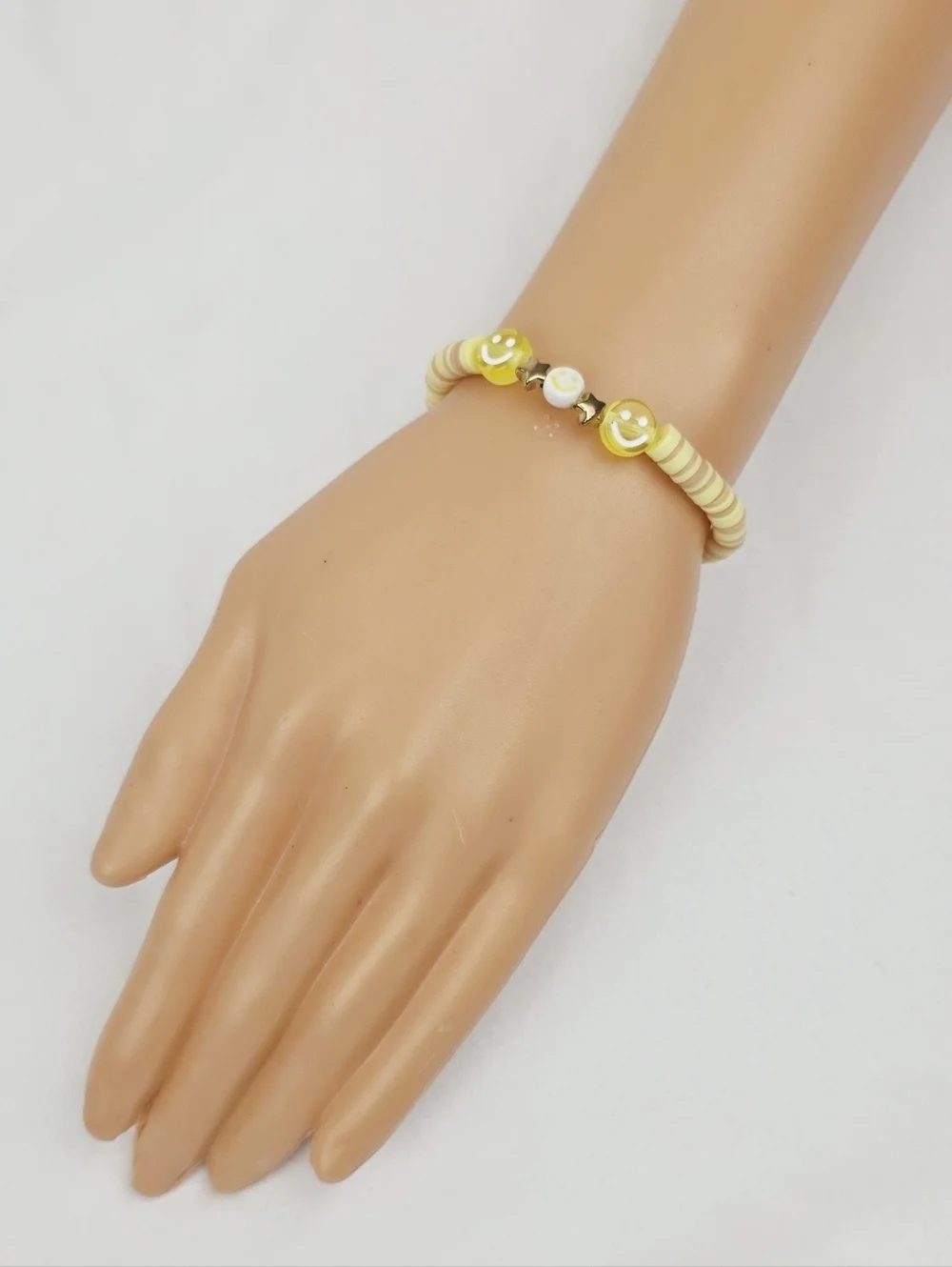 Handmade Clay Bead Smiley Face  Bracelet